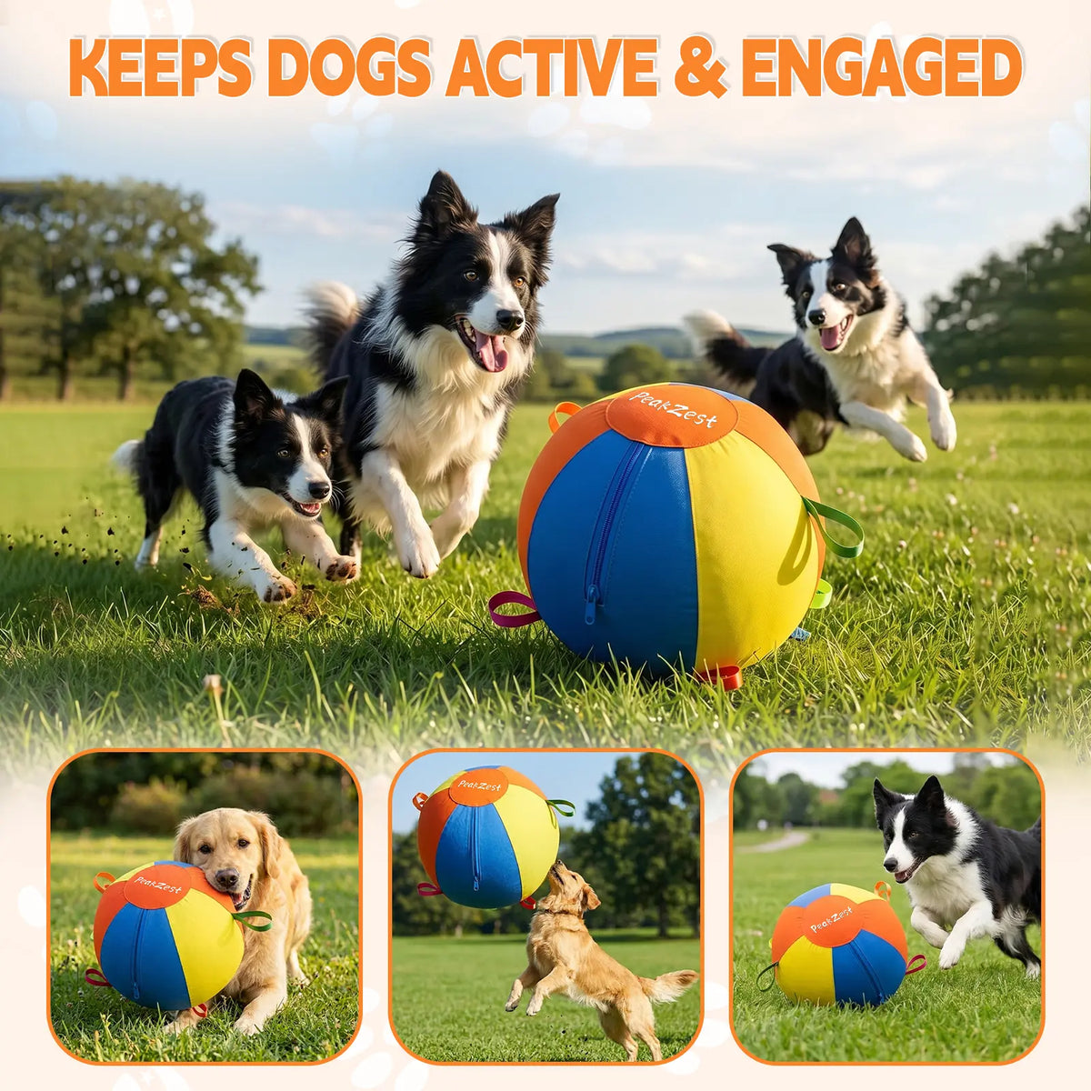 Professional Interactive Herding Ball for Dogs - Durable Inflatable Dog Ball Set with Protective Cover and Pump - Ideal Outdoor Exercise Toy Gift