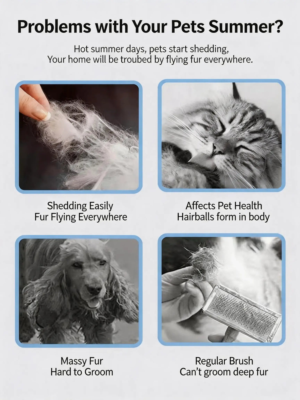 Professional Pet Deshedding Brush, Compact Undercoat Rake with Dense Teeth Structure for Long Hair Dogs & Cats, Fast Deshedding Reduction, Dematting & Clean Fur Grooming Tool, Long Hair Removal
