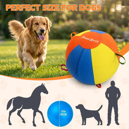 Professional Interactive Herding Ball for Dogs - Durable Inflatable Dog Ball Set with Protective Cover and Pump - Ideal Outdoor Exercise Toy Gift