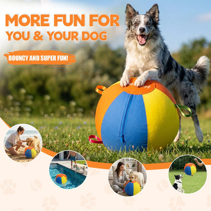 Professional Interactive Herding Ball for Dogs - Durable Inflatable Dog Ball Set with Protective Cover and Pump - Ideal Outdoor Exercise Toy Gift