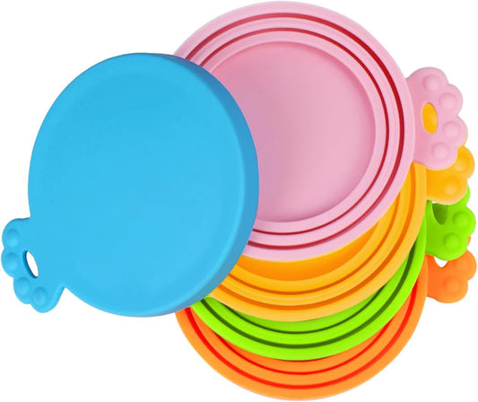 5-Pack Universal Silicone Pet Food Can Covers for Dogs and Cats | Fits 3 Standard Can Sizes, BPA Free, Dishwasher Safe