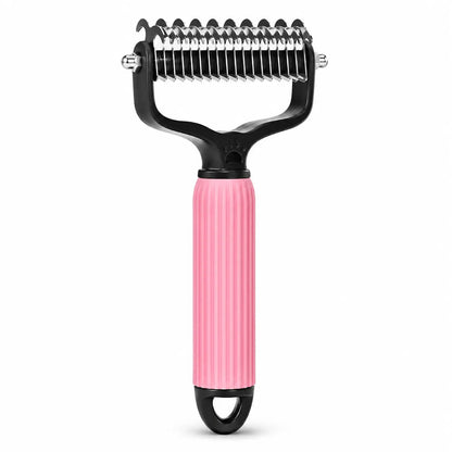 Dual-Sided Stainless Steel Dematting Slicker Comb for Cats and Dogs - Undercoat Rake Grooming Tool for Thick and Long Hair, Effectively Removes Tangles, Knots, and Loose Fur While Reducing Shedding