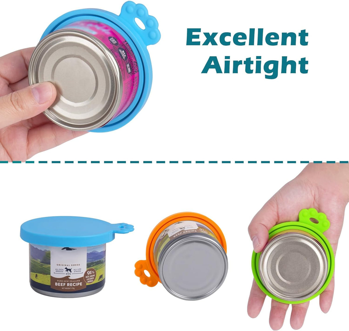 5-Pack Universal Silicone Pet Food Can Covers for Dogs and Cats | Fits 3 Standard Can Sizes, BPA Free, Dishwasher Safe