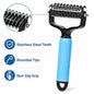 Dual-Sided Stainless Steel Dematting Slicker Comb for Cats and Dogs - Undercoat Rake Grooming Tool for Thick and Long Hair, Effectively Removes Tangles, Knots, and Loose Fur While Reducing Shedding